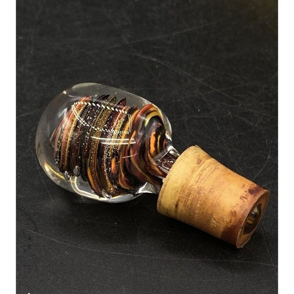 Artistic Murano Art Glass Wine Bottle Stopper Fall Colors Gold & Glitter